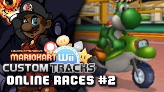 Mario Kart Wii Custom Tracks - Online Races #2 w/ Yoshi + Dolphin Dasher