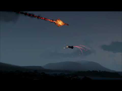 At Night - C-RAM Air Defense System Shot Down Incoming Enemy Fighter Plane / BisuTube