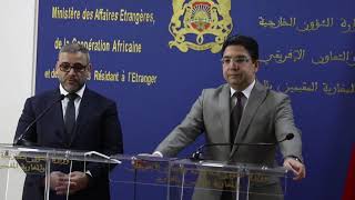 جانب من اللقاء الصحفي الذي عقده رئيس المجلس رفقة وزير الخارجية المغربي