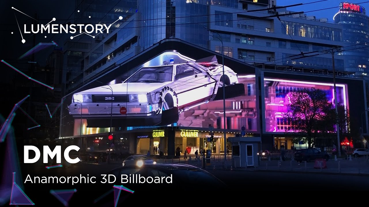 DeLorean DMC-12 | 3D Billboard Advertising in the Naked Eye technique | lumenstory