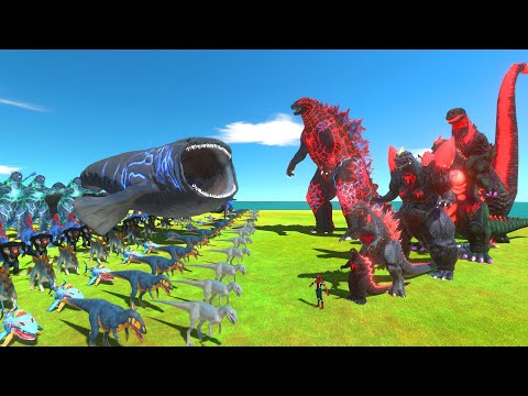 Spider GODZILLA Of Evolution VS Blue Team - Animal Revolt Battle Simulator