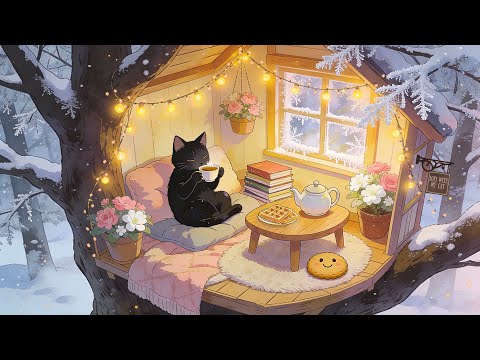 Cozy Treehouse of My Cat 🐾🌳 Winter Lofi Music For Study, Work ❄️ Beats to relax / study to