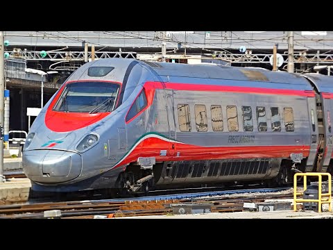 Frecciargento high speed train departure from Roma Termini with 10 minutes delay