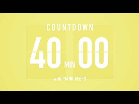 40 Minute Countdown Timer ⏳ Flip Clock with Piano Beeps 🎹🟡