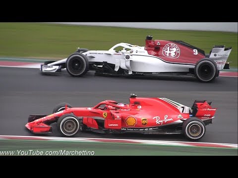 2018 Ferrari SF71H vs Alfa Romeo Sauber C37 Formula 1 - First Shakedown & Sound!