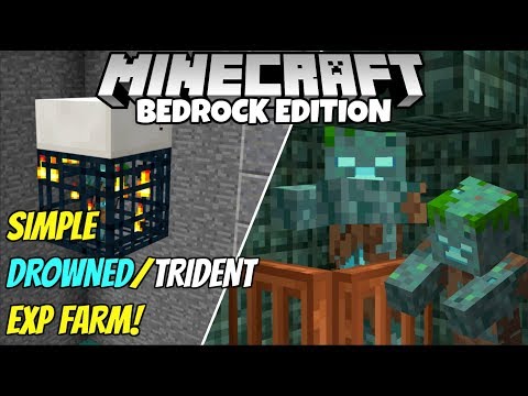 Minecraft Bedrock: Simple Drowned EXP Farm Tutorial! MCPE Xbox PC