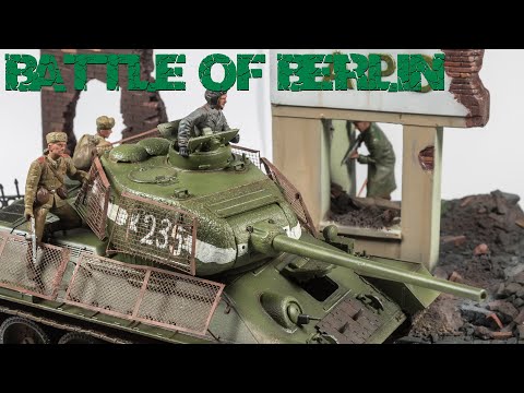 T-34/85 & Volkssturm Battle of Berlin ruins diorama 1945