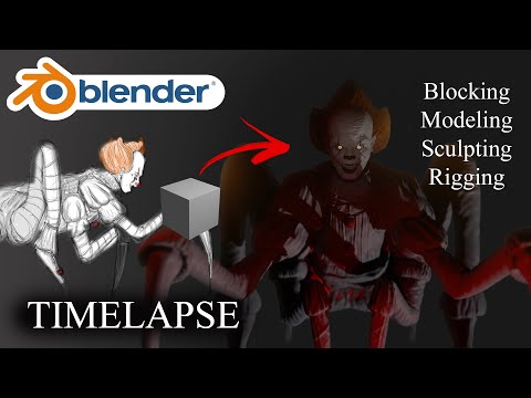 Pennywise IT - Blender Timelapse - Modeling, Sculpting, Rigging, Texture