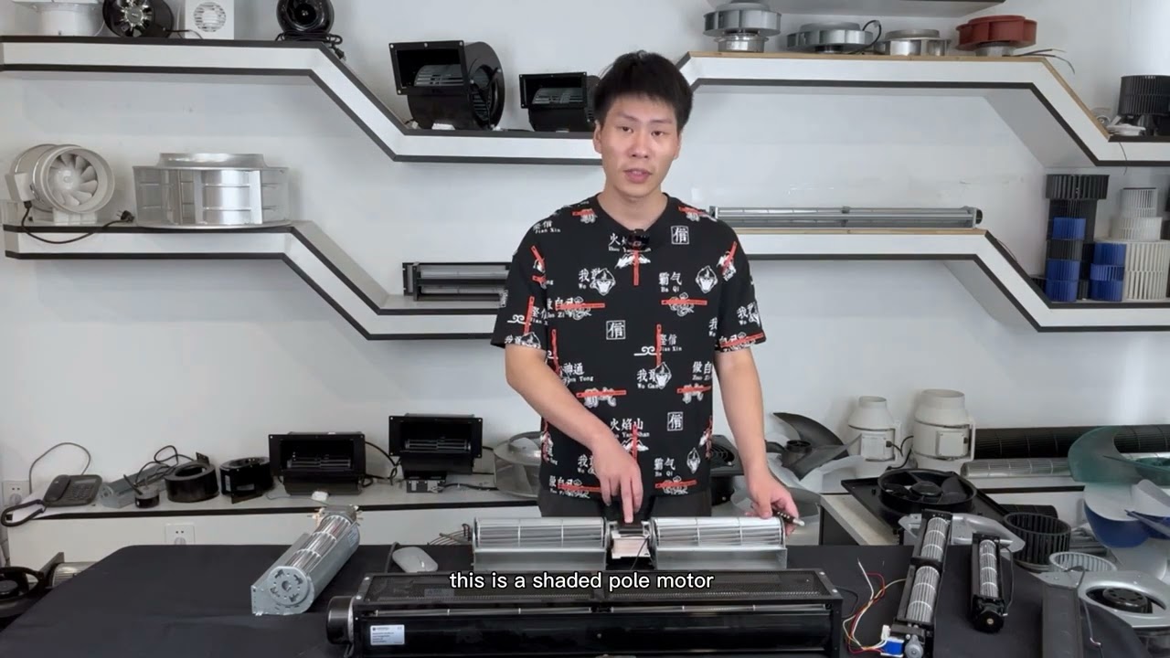 Tangential dual - impeller fan DC/AC cross flow fan sampler disaplay