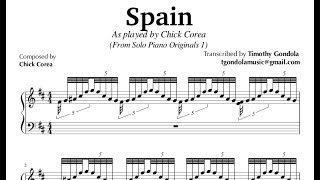 Chick Corea| Spain Piano Transcription