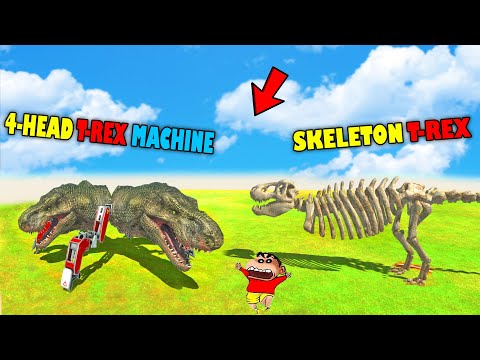 4 HEAD MACHINE T-REX vs SKELETON T-REX & EVERY UNIT | SHINCHAN and CHOP fight DINOSAURS😱|😂Hindi ARBS