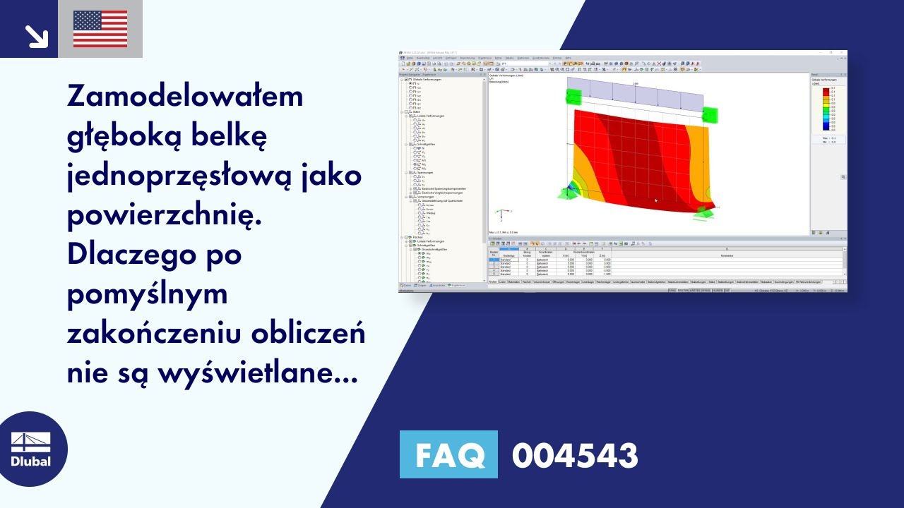 FAQ 004543 | Zamodelowałem głęboką belkę jednoprzęsłową jako powierzchnię. Warum werden nach er...