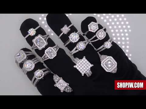 Ladies .925 Sterling Silver Simulated Diamond Engagement Style Rings || Shopjw