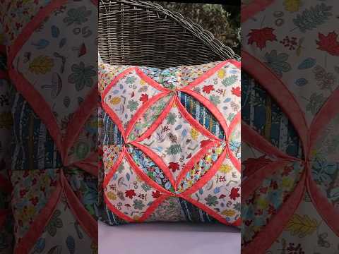Cathedral window cushion kit🪡 sewing quilt block into a cushion cover using Liberty fabrics #sewing