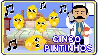 CINCO PINTINHOS PULANDO NO COLCHÃO - Música OS MACAQUINHOS PULANDO NA CAMA (Paródia)