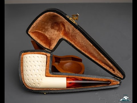 (Unsmoked) Lattice Carved Block Meerschaum Dublin Real Amber Stem 9mm