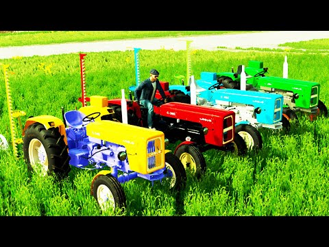 TRANSPORTING LOADING AND HARVESTING AND LOAD SOYBEAN WITH COLORED CASE TRACTORS - Farming Simulator