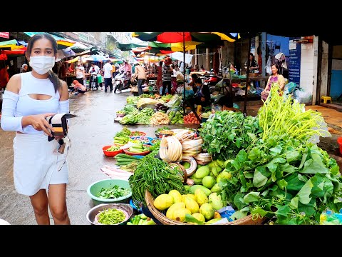 Cambodia Market, Phnom Penh Exotic Meat & Vegetables | Food Market Walking Tour