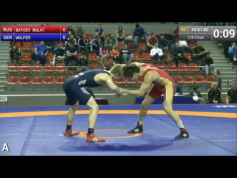 1/8 Final FS - 61 kg: Bulat BATOEV (RUS) vs. Manuel WOLFER (GER)
