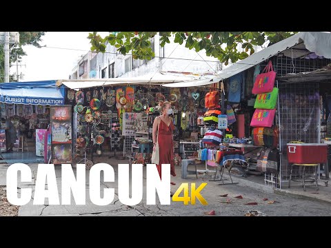 Cancun Downtown, Mexico, walking tour 4k 60fps