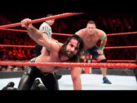 Seth Rollins vs Roman Reigns/John Cena/Elias RAW Gauntlet 2/19/2018 Highlights