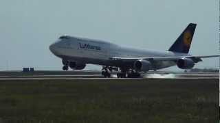 preview picture of video 'Boeing 747-8I (D-ABYA) Lufthansa Touch&Go RWY 08L in LEJ/EDDP Leipzig/Halle Airport'