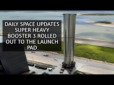 Super Heavy Booster 3 was rolled out to the launch site and lifted onto the  Pad date:02/07/2021