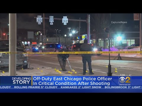 An East Chicago, Indiana officer is recovering in the hospital after being shot while off-duty.
