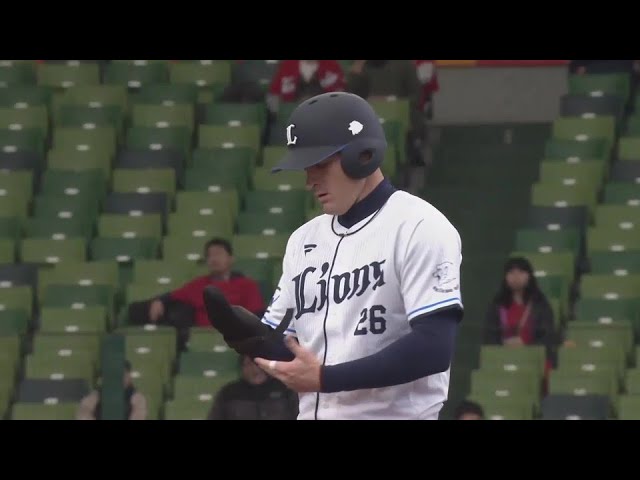 【1回裏】初球を捉えた!! ライオンズ・ネビン 右中間を破る先制の2点タイムリー2ベース!! 2025年3月18日 埼玉西武ライオンズ 対 広島東洋カープ