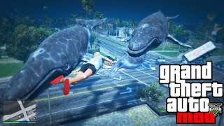 GTA 5 Mods - WHALE TSUNAMI MOD! GTA 5 Whale & Tsunami Mod Funny Moments! (GTA V PC Mods)