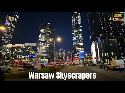 Warsaw - Rapidly Growing Capital of Poland 🇵🇱 | Night City Lights & Skyscrapers | 4K Walking Tour