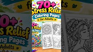 70+Stress Relief Coloring Pages for Adults  PDF Ready Book+ Book Cover+ PNG SVG 