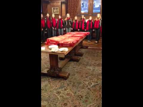 The Amabile Choir warming up before The Priests Concert