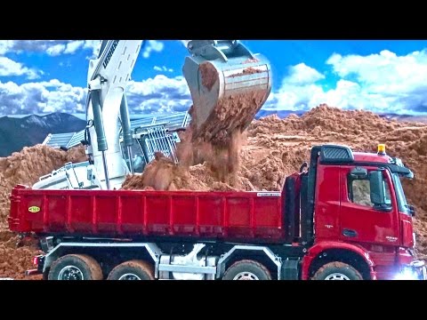 Amazing Construction-World! Rc Truck Action! MAN! MB Arocs! Liebherr 956! Volvo! CAT!