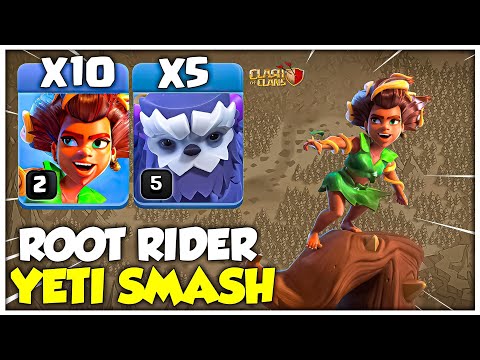 Th15 vs Th16 Root Rider Yeti Smash Attack Strategy in Clash of Clans