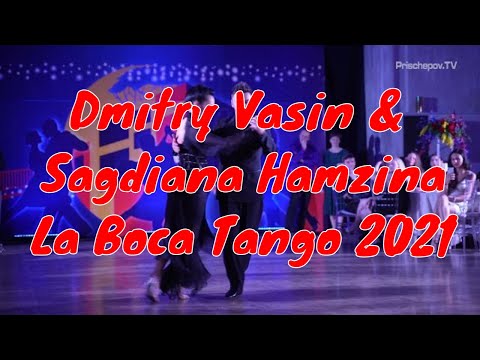  Dmitry Vasin  and  Sagdiana Hamzina  are  dancing  to  "  La Bruja  "  by  Juan D'Arienzo  at  La Boca Tango Festival  in  2021