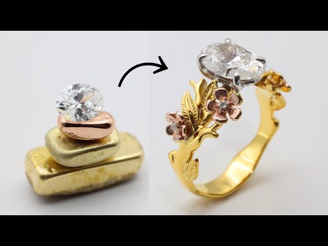 how to make 3 color gold floral style ring - handcrafted jewelry