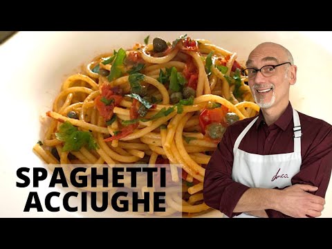 SPAGHETTI FILETTI di ACCIUGHE POMODORINI E CAPPERI - Pronti in 10 minuti [ITA]