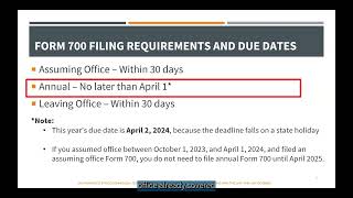 2024 Statements of Economic Interests Form 700 Information Session for Designated Filers