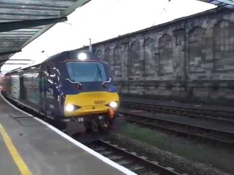 The x3 Class 68 DRS Nos.68001+68004 & 68034 was passed through at the Carlisle Citadel Station.