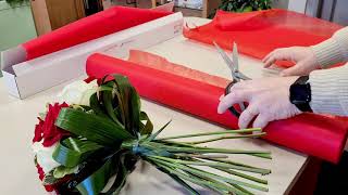 Tutorial bouquet rose rosse e bianche compatto - wrapping flower bouquet