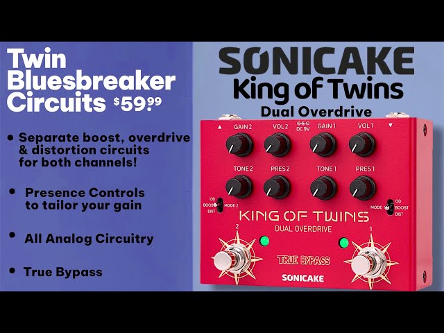 Vídeo relacionado con SONICAKE Pedal Overdrive Doble Canal Overdrive/Boost/Distortion 3 Modos Circuito Analógico Puro True Bypass 4 Potenciadores por Canal QDS-08