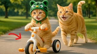 Mama Cat Trims Fur on the Farm and Makes Tiger Hat For Kittens At Home || cute cats video