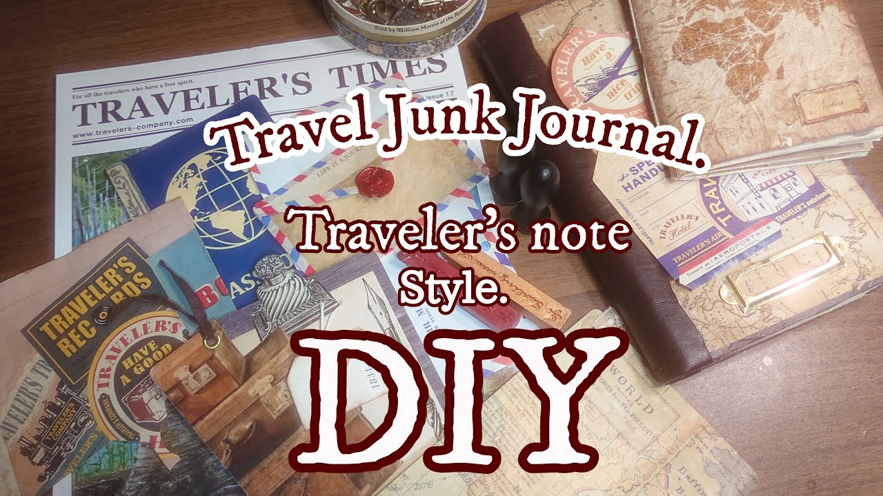 【DIY ASMR】100均素材/ジャンクジャーナル・トラベラーズノート スタイル/Hand Made/Travel style Junk journal making