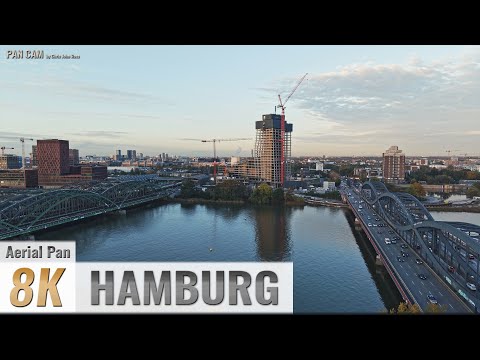Hamburg Germany: Veddel, Rothenburgsort - Elbbrücken, Elbe, B75 - Luftpanorama - 4K/8K - 0561