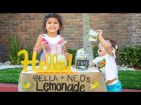 NEO & ABELLA'S FIRST LEMONADE STAND!!! (THEY EARN REAL MONEY)