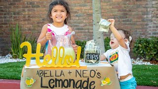 NEO & ABELLA'S FIRST LEMONADE STAND!!! (THEY EARN REAL MONEY)