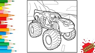 Best Lightning McQueen Monster Truck Coloring Page Step by Step | How to Color Disney Pixar Cars
