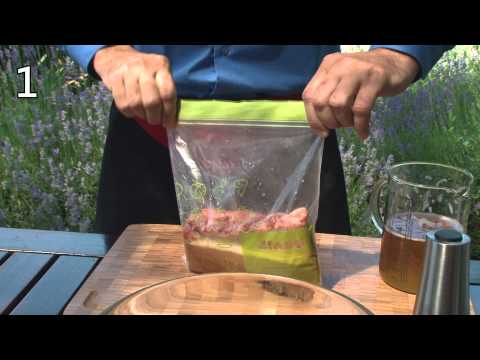 Grilled pork ribs marinated in beer and cider