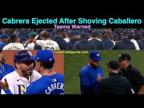E2 - Genesis Cabrera Ejected After Shove, of Caballero in Tampa; Todd Tichenor Warns Both Benches